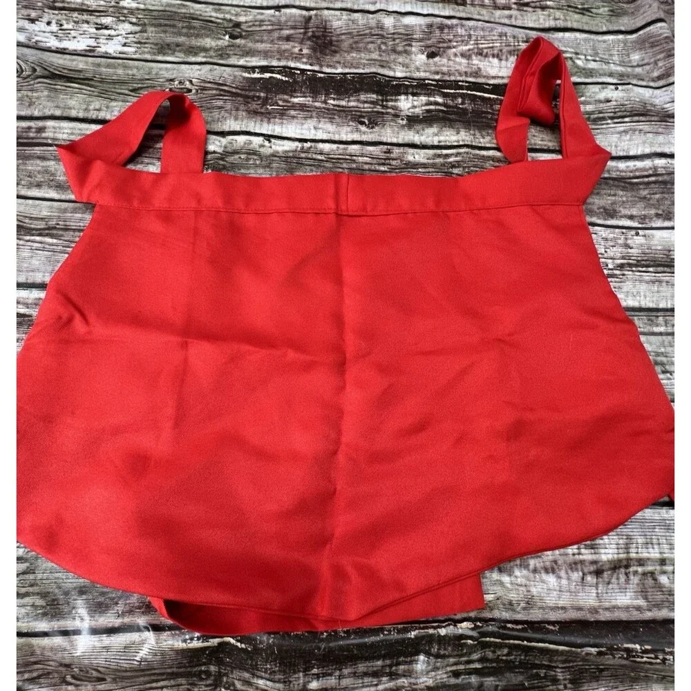 Half Bib Red Waist Apron Waitress Waiter Barista Workwear Costume